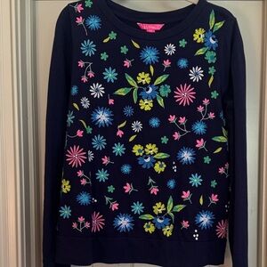 Lilly Pulitzer Navy Floral Sweatshirt